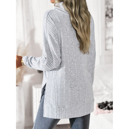 Women's Fashion Casual Turtleneck Fleece Knitted Long-sleeved Top | Nowena